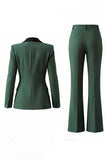 Dark Green Peak Lapel 2 Piece Slim Fit Single Breasted Prom Suits