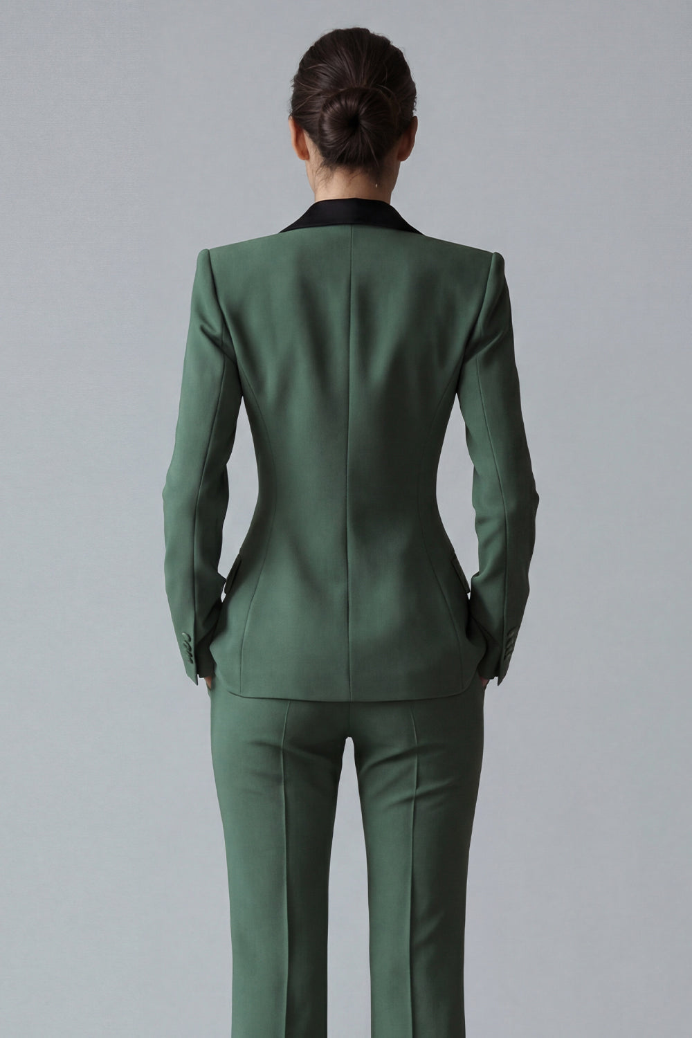 Dark Green Peak Lapel 2 Piece Slim Fit Single Breasted Prom Suits