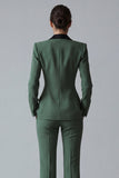 Dark Green Peak Lapel 2 Piece Slim Fit Single Breasted Prom Suits