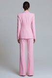 Pink 2 Piece One Button Slim Fit Peak Lapel Prom Suits with Pockets