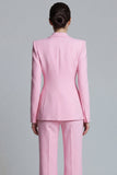 Pink 2 Piece One Button Slim Fit Peak Lapel Prom Suits with Pockets