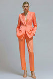Orange 2 Piece Slim Fit Single Breasted Notched Lapel Prom Suits
