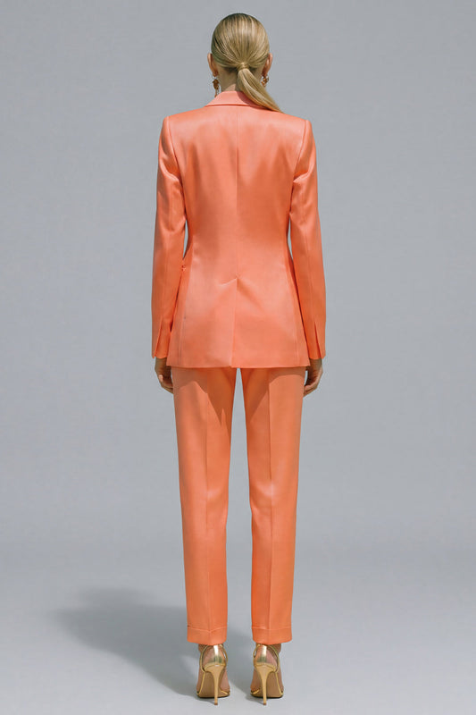 Orange 2 Piece Slim Fit Single Breasted Notched Lapel Prom Suits
