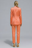 Orange 2 Piece Slim Fit Single Breasted Notched Lapel Prom Suits