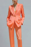 Orange 2 Piece Slim Fit Single Breasted Notched Lapel Prom Suits