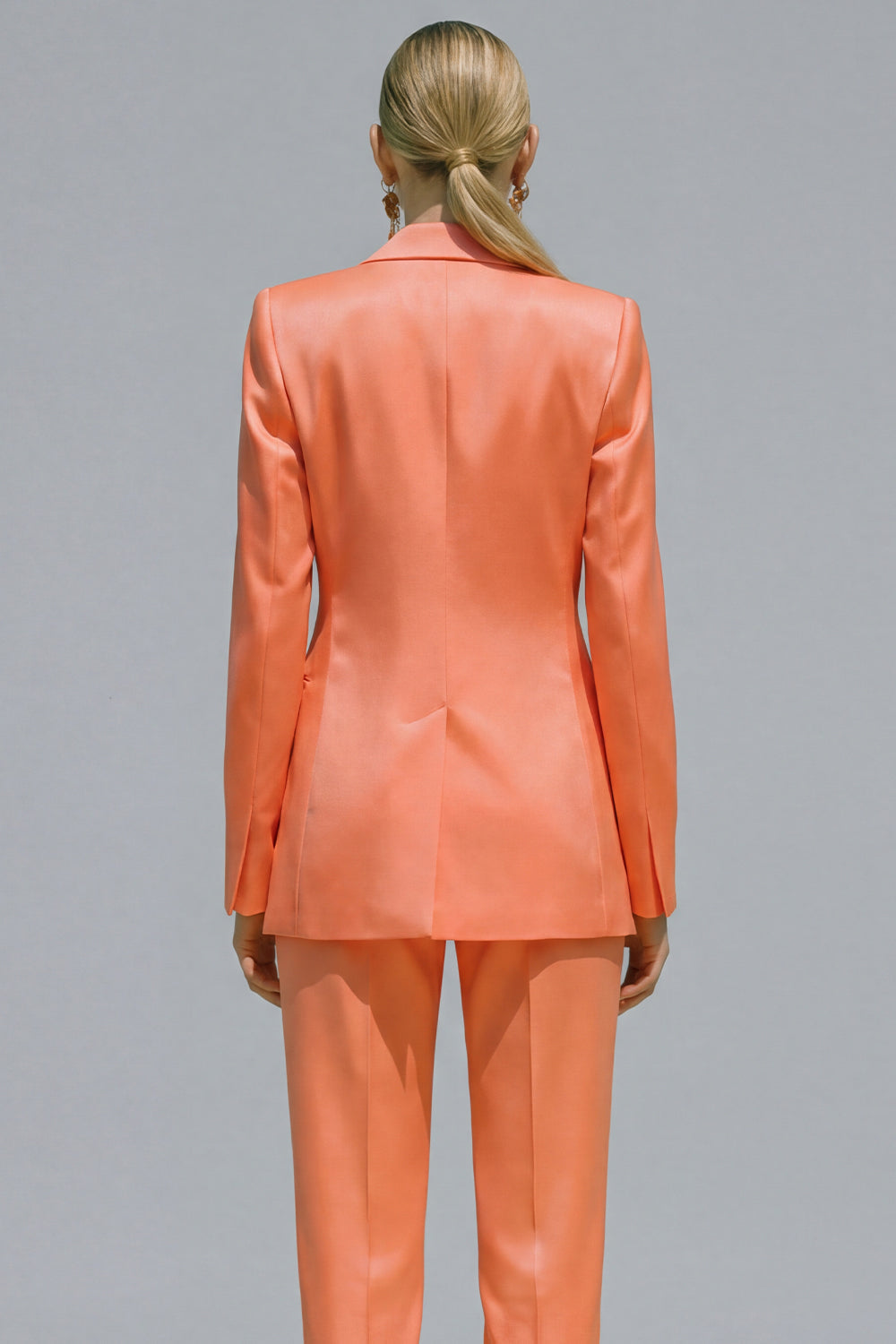 Orange 2 Piece Slim Fit Single Breasted Notched Lapel Prom Suits
