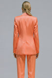 Orange 2 Piece Slim Fit Single Breasted Notched Lapel Prom Suits