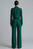 Dark Green 2 Piece Single Breasted Peak Lapel Prom Suits with Pockets