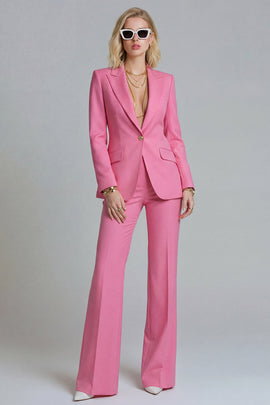 Fuchsia 2 Piece Peak Lapel Single Breasted Wide Leg Prom Suits