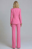 Fuchsia 2 Piece Peak Lapel Single Breasted Wide Leg Prom Suits