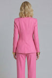 Fuchsia 2 Piece Peak Lapel Single Breasted Wide Leg Prom Suits