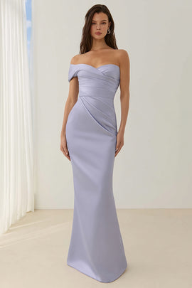 Lilac One Shoulder Ruched Mermaid Long Bridesmaid Dress