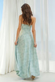 Floral Dusty Sage Strapless Sheath Long Bridesmaid Dress