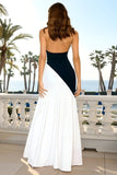 Black and White Sheath Long Formal Dress with Keyhole
