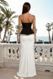 Sparkly Black and White Sweetheart Mermaid Long Formal Dress with Beading