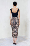 Black and Brown Leopard Print Pencil Midi Work Dress