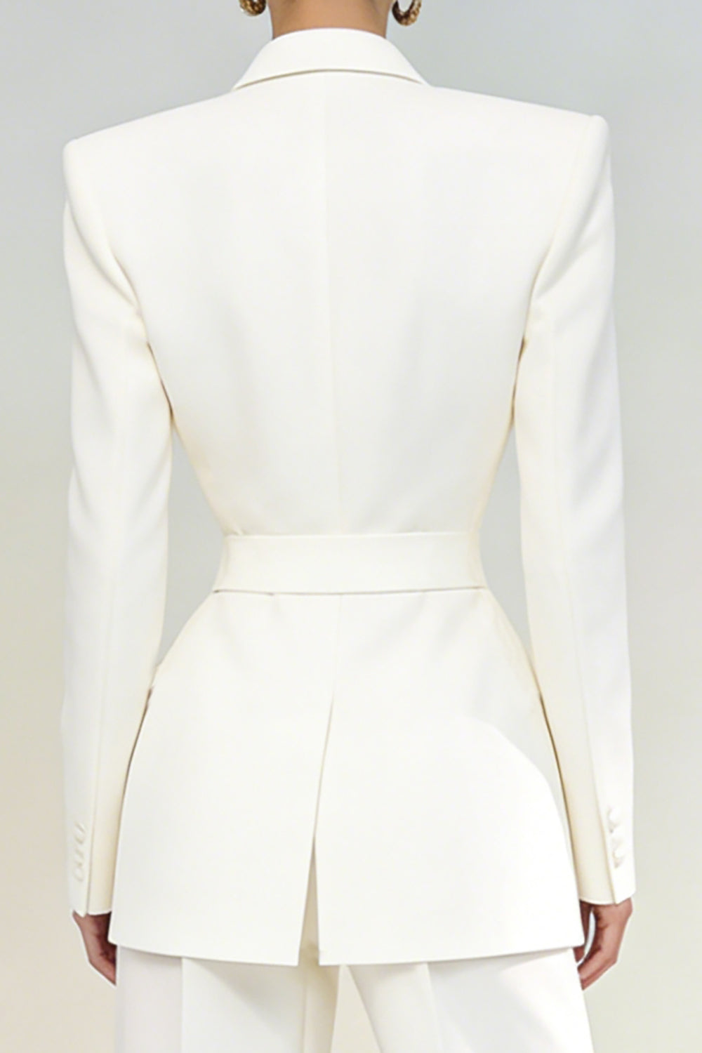 2 Piece Ivory Peak Lapel Single Breasted Business Suits with Sleeves