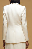 2 Piece Ivory Peak Lapel One Button Pleated Business Suits
