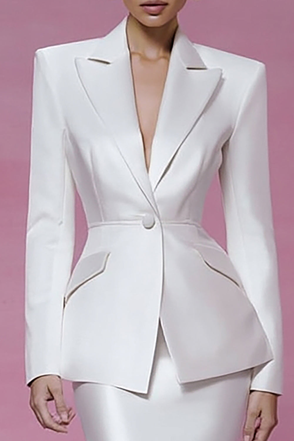 Ivory 2 Piece Satin Peak Lapel Mermaid Business Suits