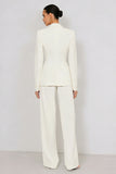 2 Piece Ivory Peak Lapel Long Sleeves Business Suits