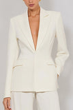 2 Piece Ivory Peak Lapel Long Sleeves Business Suits