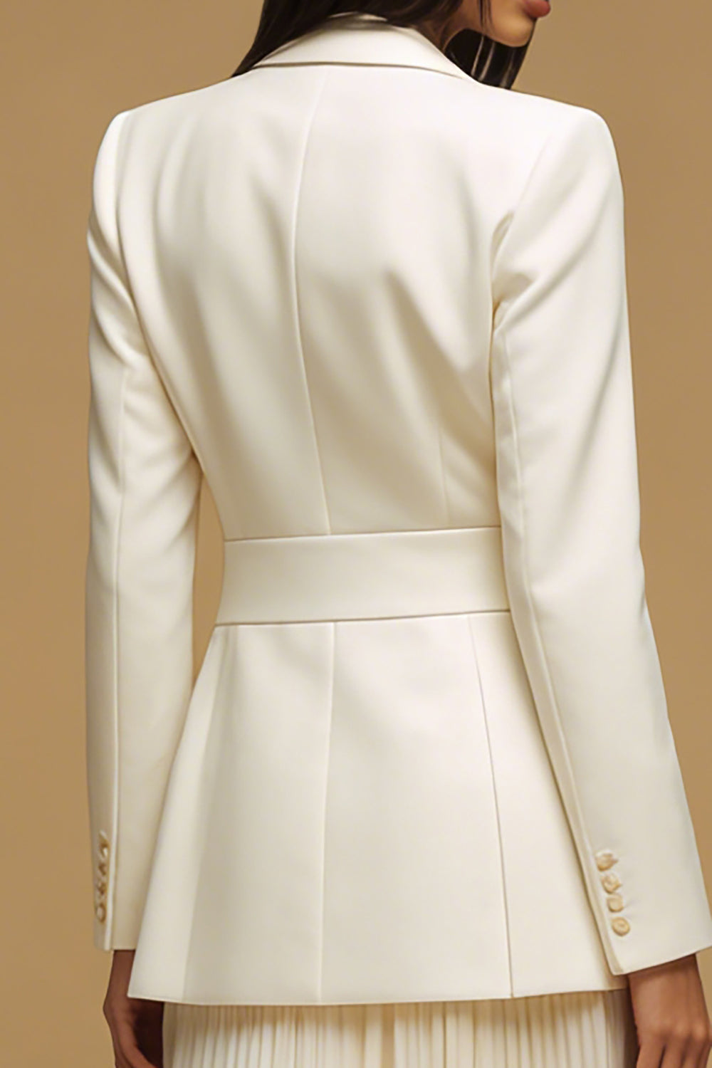 Ivory 2 Piece A Line Pleated Single Breasted Business Suits