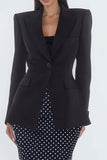 2 Piece Black Polka Dots Mermaid Peak Lapel Business Suits