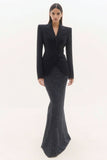 Black Mermaid 2 Piece Polka Dots Notched Lapel Business Suits