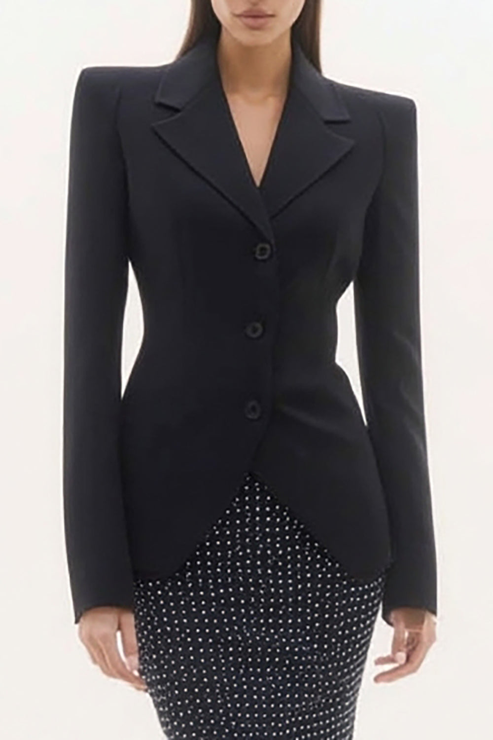 Black Mermaid 2 Piece Polka Dots Notched Lapel Business Suits