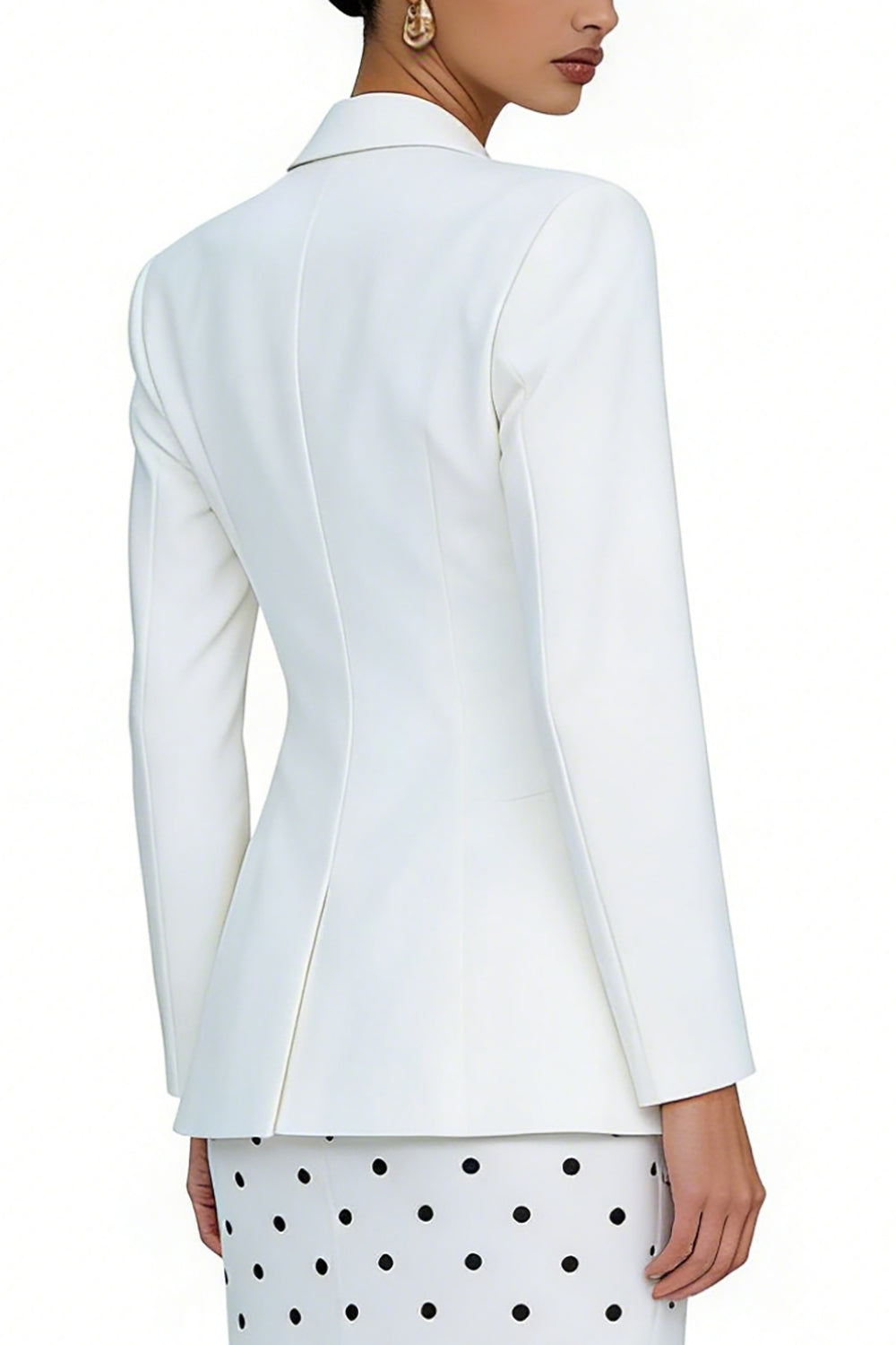 2 Piece Ivory Sheath Polka Dots Peak Lapel One Button Business Suits