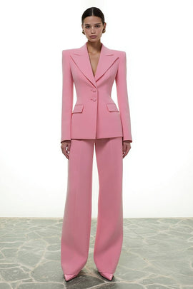 2 Piece Pink Single Breasted Peak Lapel Business Suits