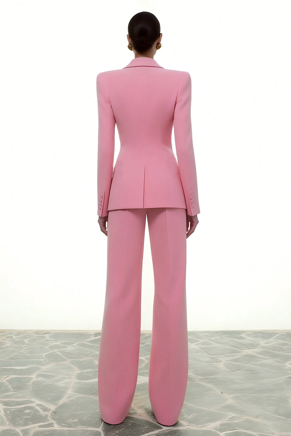2 Piece Pink Single Breasted Peak Lapel Business Suits