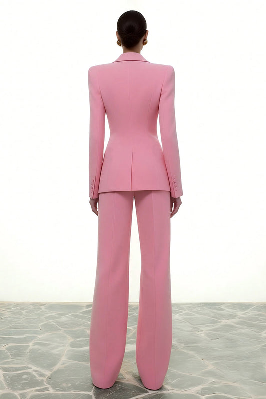 2 Piece Pink Single Breasted Peak Lapel Business Suits