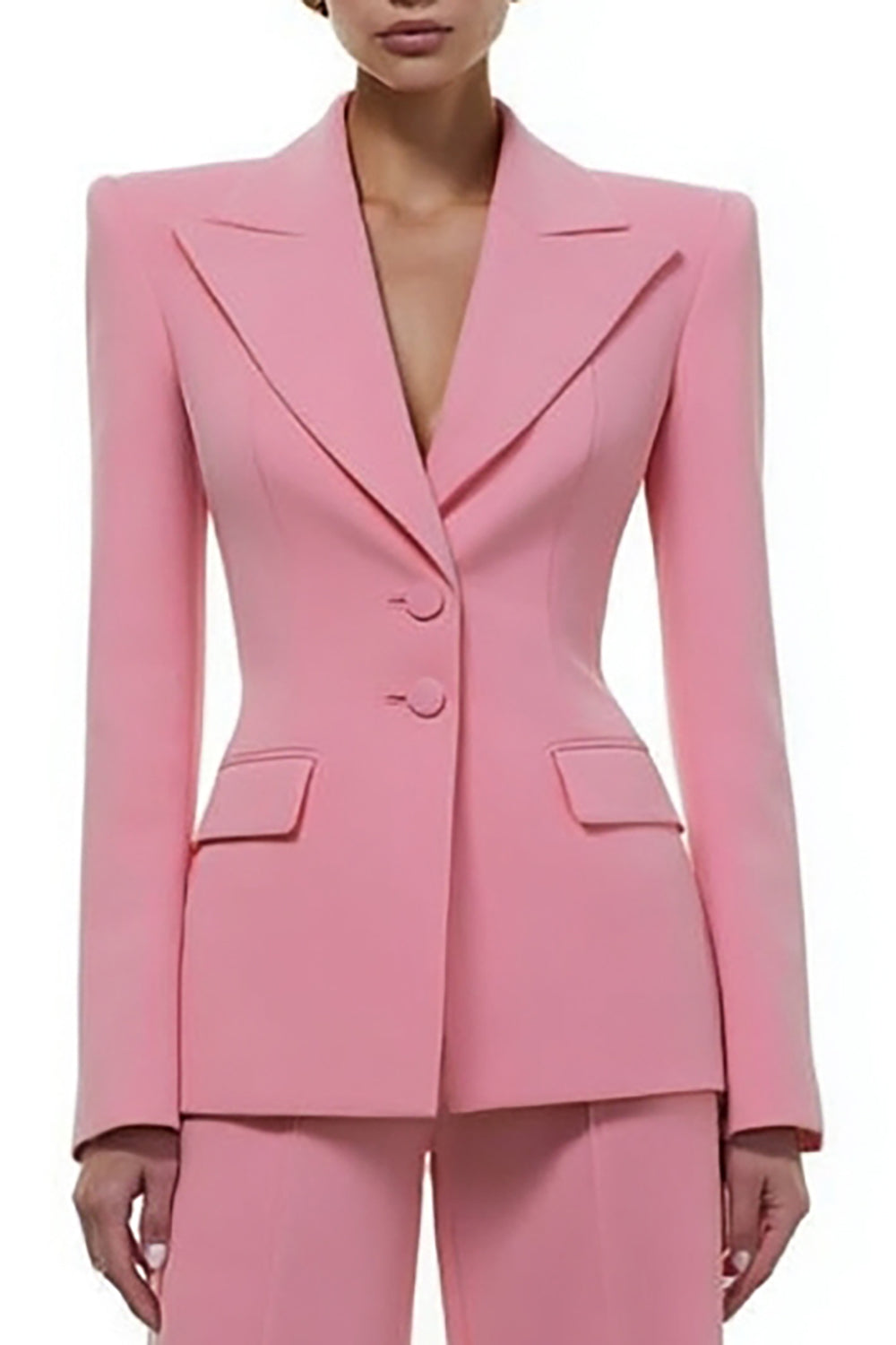 2 Piece Pink Single Breasted Peak Lapel Business Suits