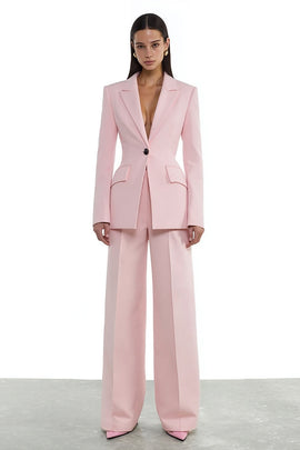 2 Piece Light Pink One Button Peak Lapel Prom Suits