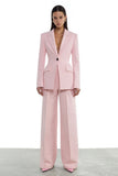 2 Piece Light Pink One Button Peak Lapel Prom Suits