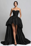 Black Sweetheart Ruched High-Low Prom Dress