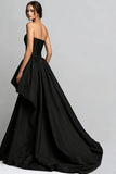 Black Sweetheart Ruched High-Low Prom Dress
