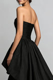 Black Sweetheart Ruched High-Low Prom Dress