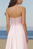 Sparkly Light Pink Strapless Sequin Long Prom Dress with Cape