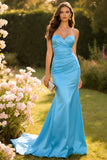 Champagne Satin Mermaid Sweetheart Long Prom Dress
