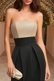 Black Sheath Strapless Ruched Long Formal Dress