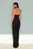 Black Halter Neck Mermaid Lace Backless Long Formal Dress