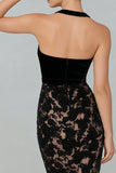 Black Mermaid Lace Halter Neck Long Formal Dress