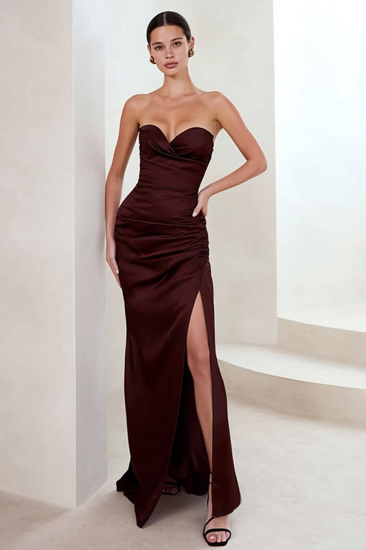 Cabernet Sheath Sweetheart Long Formal Dress with Slit