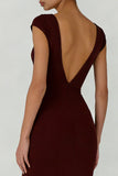Cabernet Mermaid V-Neck Backless Long Formal Dress