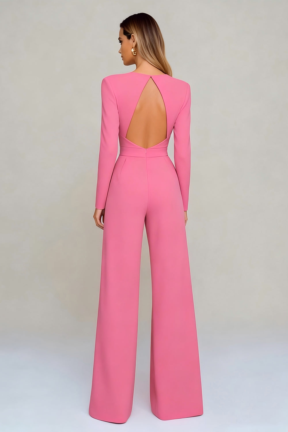 Black Round Neck Long Sleeves Formal Jumpsuits