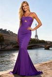 Purple Mermaid Chiffon Long Prom Dress with Keyhole