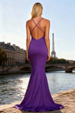 Purple Mermaid Chiffon Long Prom Dress with Keyhole