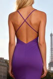 Purple Mermaid Chiffon Long Prom Dress with Keyhole